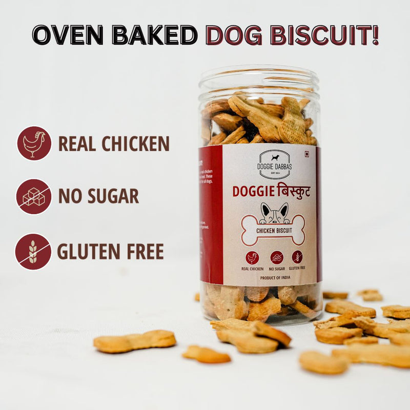 DOGGIE BISCUITS | Gluten Free Dog Biscuits | Real Chicken Biscuits Value Pack of 4