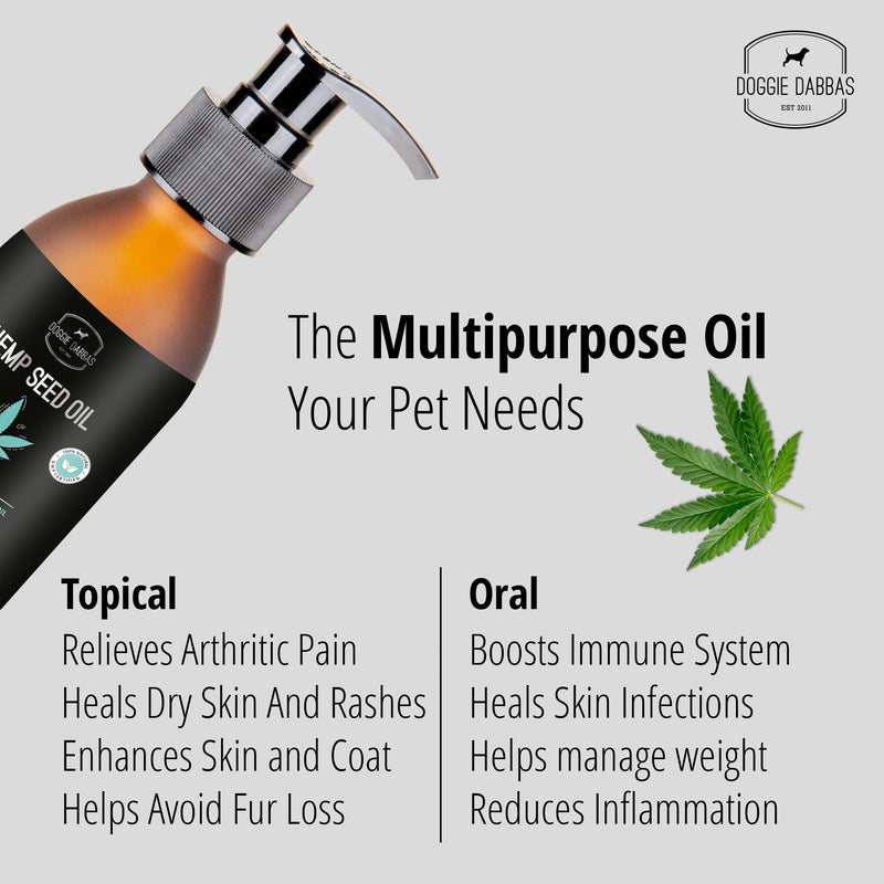 Hemp Seed Oil | Massage Oil & Natural Omega Supplement | For Dogs, Cats, Kittens & Puppies | 100ml | Vegetarian