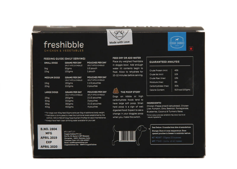 Freshibble - Chicken & Vegetables (100g per pkt)